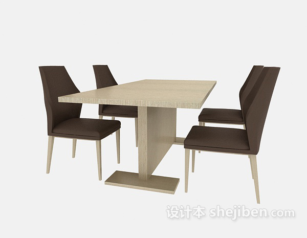 现代风格实木餐厅桌椅3d模型下载