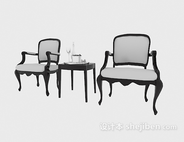 免费美式风格单人沙发3d模型下载