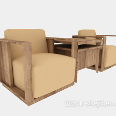 中式风格单人沙发3d模型下载