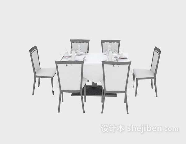 地中海风格西餐餐桌椅3d模型下载