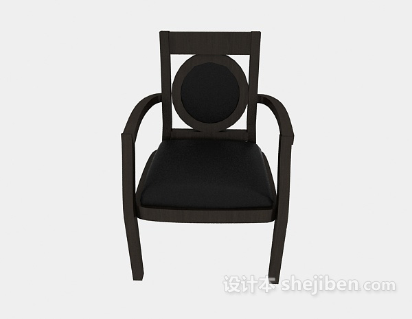 东南亚风格实木扶手餐椅3d模型下载