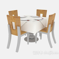 田园风格餐桌椅组合3d模型下载