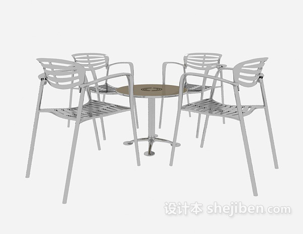 简约休闲风格桌椅组合3d模型下载