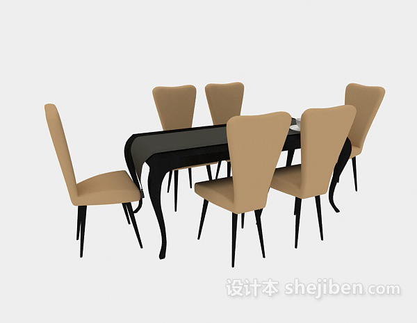 免费美式风格餐桌3d模型下载