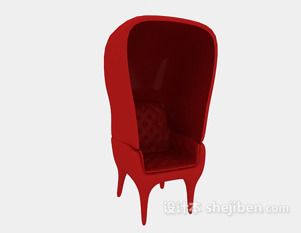 免费创意红色休闲椅3d模型下载