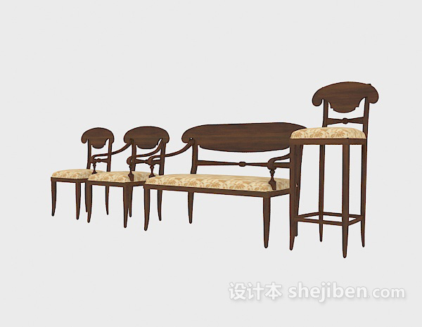 欧式实木家居椅集合3d模型下载