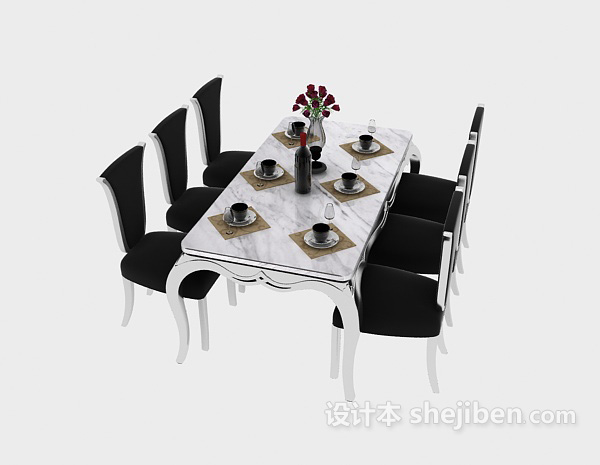 免费简欧家居餐桌餐椅3d模型下载