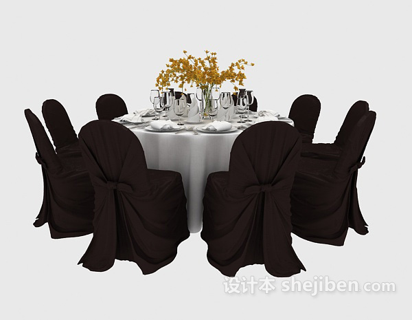 其它美式酒店餐桌3d模型下载