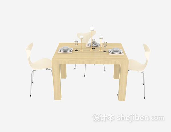 地中海风格简易清新家居餐桌3d模型下载
