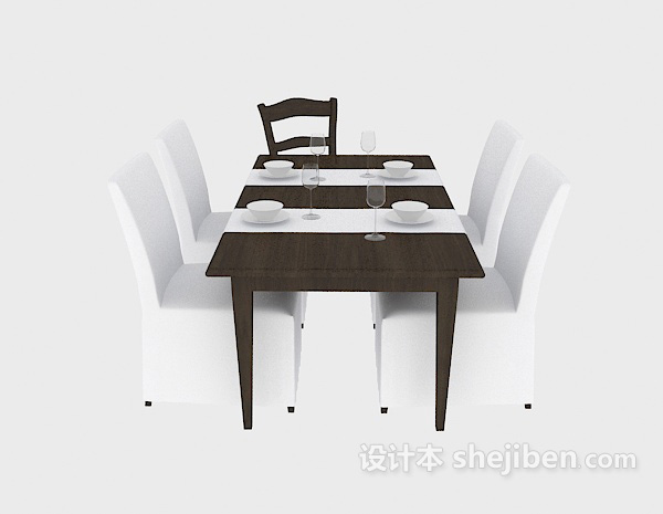 家居多人餐桌3d模型下载