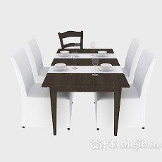 家居多人餐桌3d模型下载