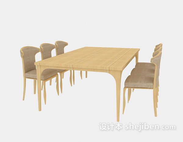 免费现代简约家居桌椅组合3d模型下载