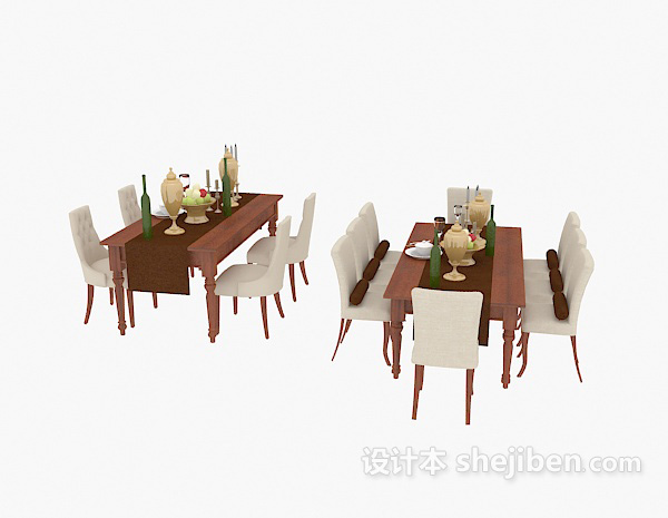 免费家居餐桌椅组合3d模型下载
