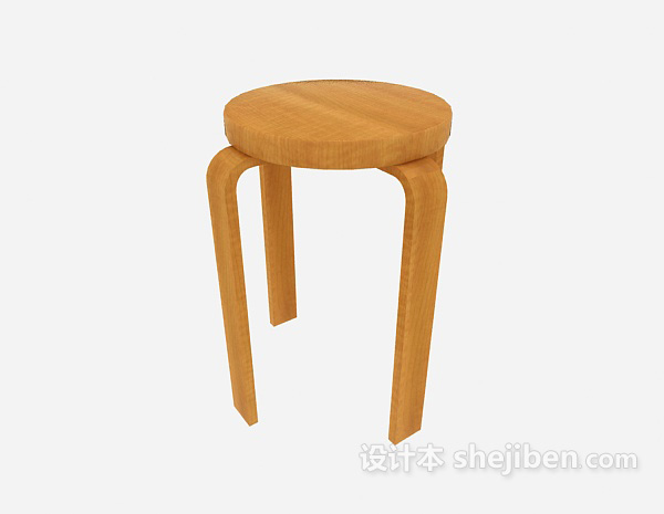 现代风格木质圆凳子3d模型下载