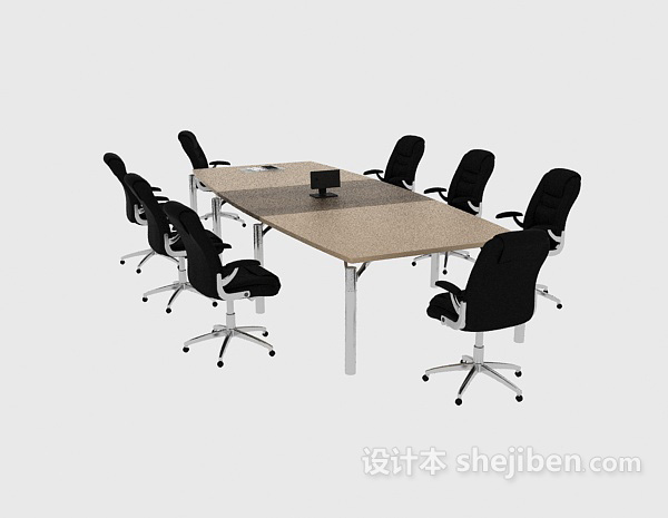 免费简约办公会议桌3d模型下载