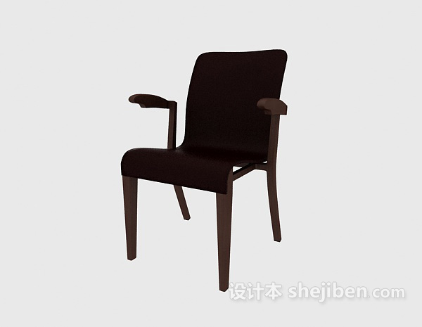实木简约扶手椅3d模型下载