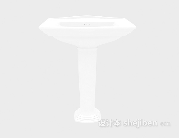 现代风格浴室白色洗手盆3d模型下载
