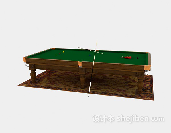 免费棕色木质台球桌3d模型下载