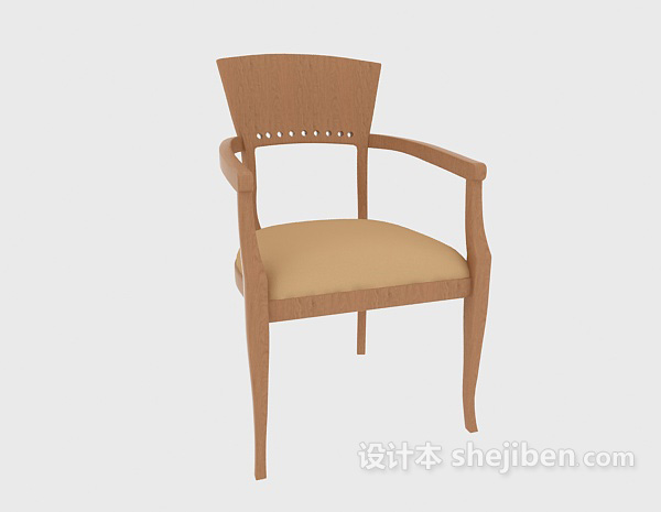 免费木质扶手家居椅3d模型下载