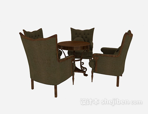 其它美式风格休闲桌椅3d模型下载