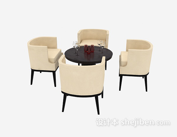 其它美式家居桌椅组合3d模型下载