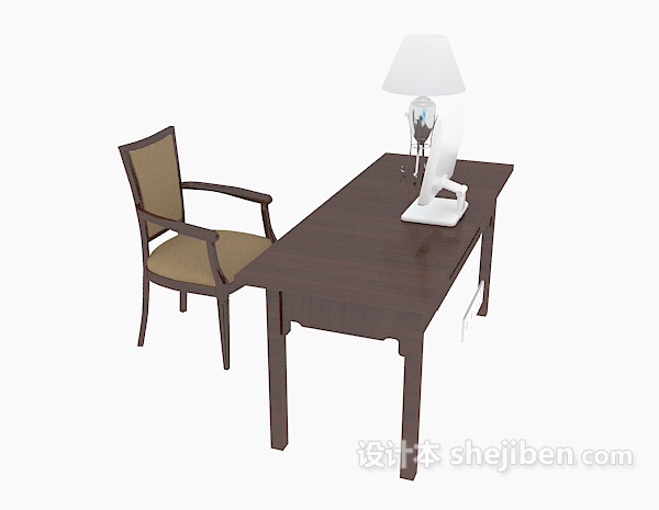 简约家庭书桌3d模型下载