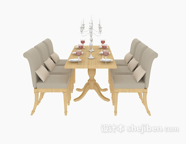 家庭餐桌餐椅3d模型下载