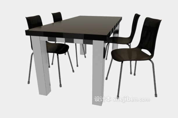 免费现代家庭桌椅组合3d模型下载