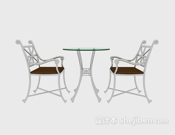 现代风格双人休闲桌椅组合3d模型下载