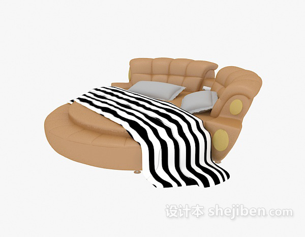 免费现代圆形沙发床3d模型下载