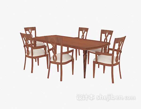 田园家居餐桌椅3d模型下载
