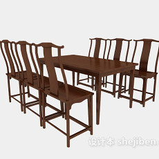 中式风格红木桌椅3d模型下载