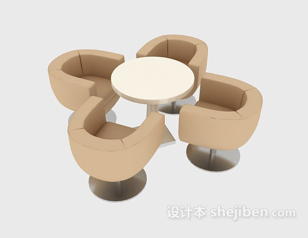 现代娱乐桌椅组合3d模型下载