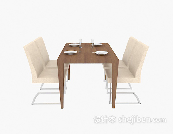 现代风格休闲实木桌椅组合3d模型下载