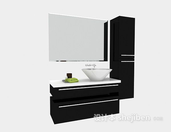 免费现代黑色简约浴柜3d模型下载