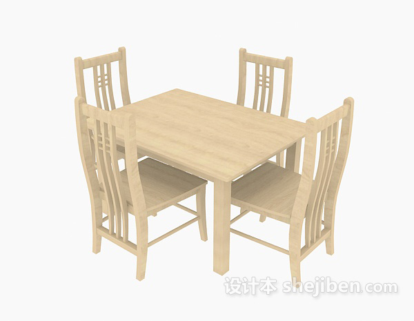 四人家居桌椅组合3d模型下载