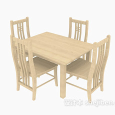 四人家居桌椅组合3d模型下载