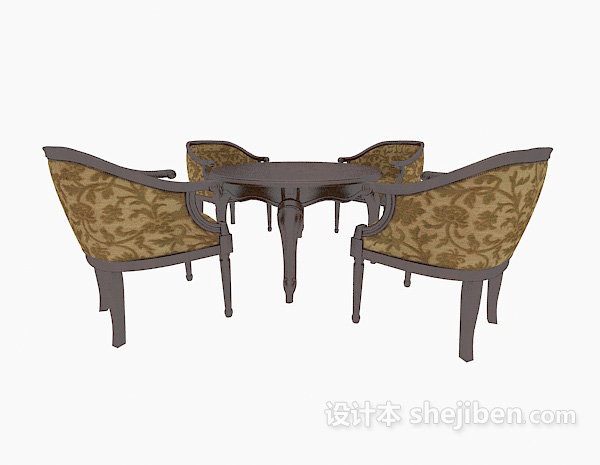 休闲茶几桌椅组合3d模型下载