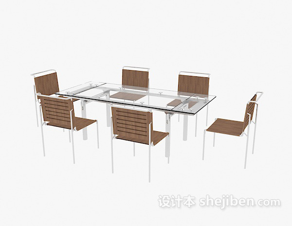 免费小型玻璃会议桌3d模型下载