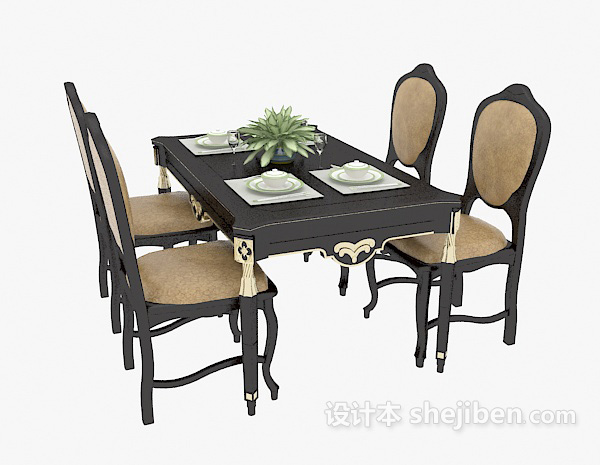 免费欧式餐桌餐椅3d模型下载