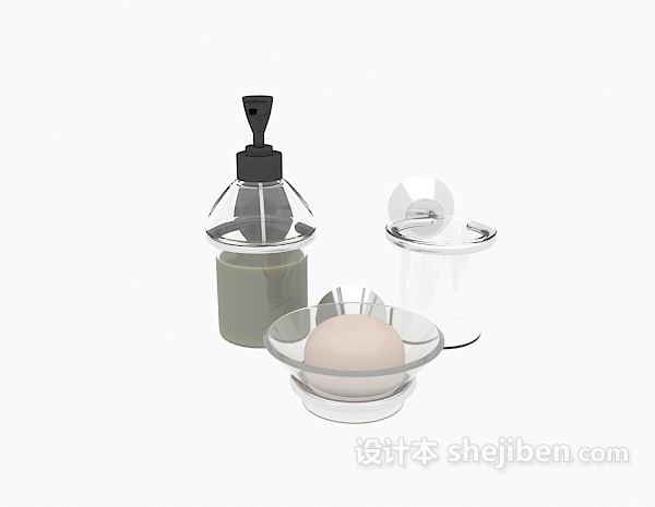 现代风格玻璃瓶装洗漱品3d模型下载