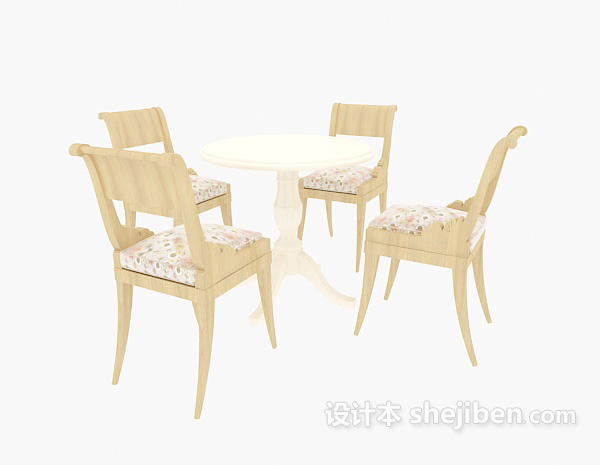 地中海风格四人家居餐桌3d模型下载