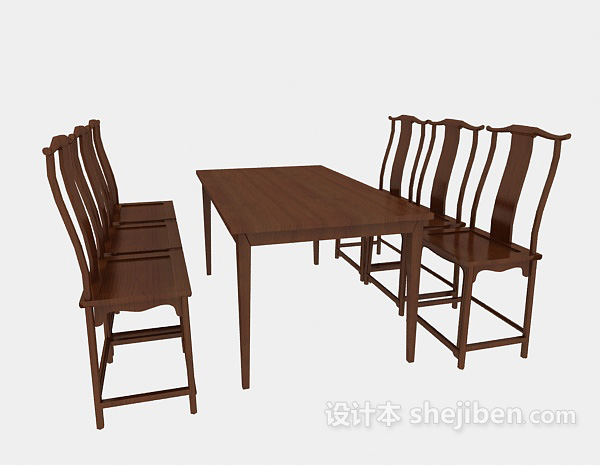 免费中式风格红木桌椅3d模型下载