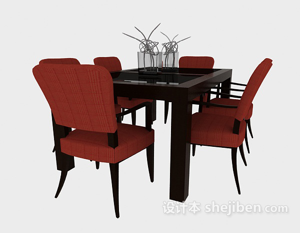 免费简约时尚木质桌椅3d模型下载
