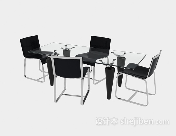 现代风格小型办公会议桌椅3d模型下载