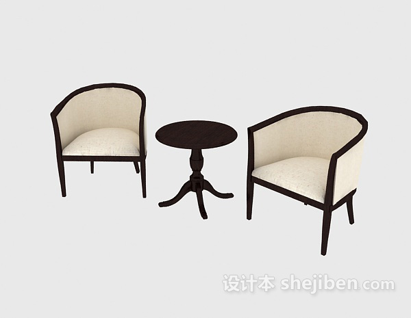 免费欧式沙发椅组合3d模型下载