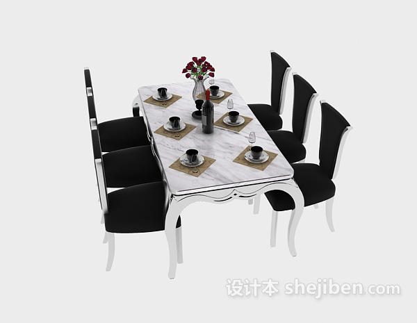 欧式风格简欧家居餐桌餐椅3d模型下载
