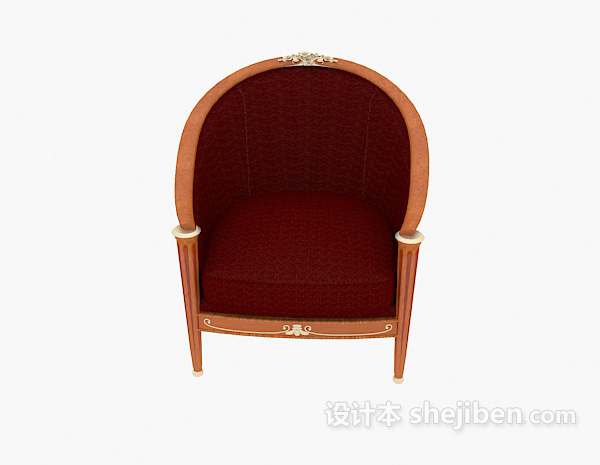 欧式风格实木扶手沙发椅3d模型下载