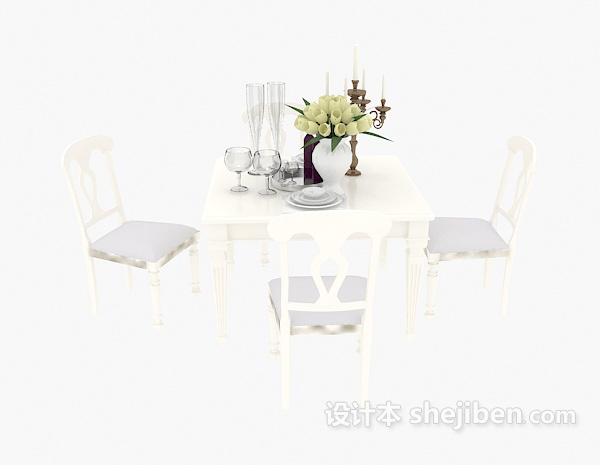 免费欧式风格四人餐桌3d模型下载