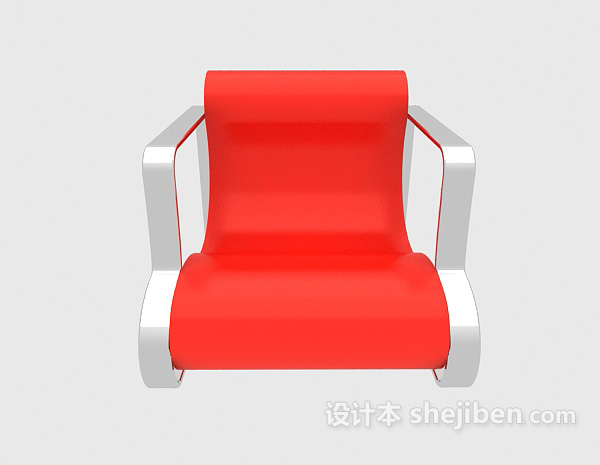 现代风格扶手红色休闲椅3d模型下载